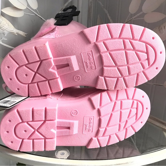 Sz 3 “bebe girls” Pink Microsuede Faux Fur Boots - Girls  Little Kid Size 3 - Picture 6 of 6